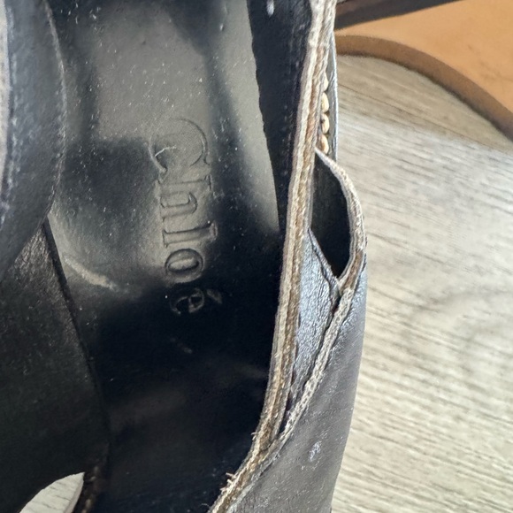 Chloe vintage wood and rubber sold wedge black leather size 8 - Picture 6 of 6